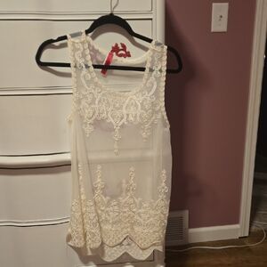 Elegant Cream Lace Tank Top